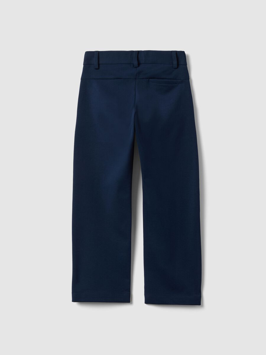 Blue stretch cotton chino trousers for kids regular fit_1