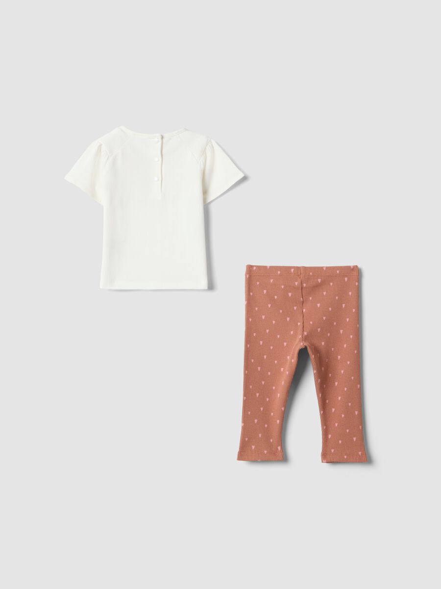 Completo bianco e marrone per bambina in cotone elasticizzato_1