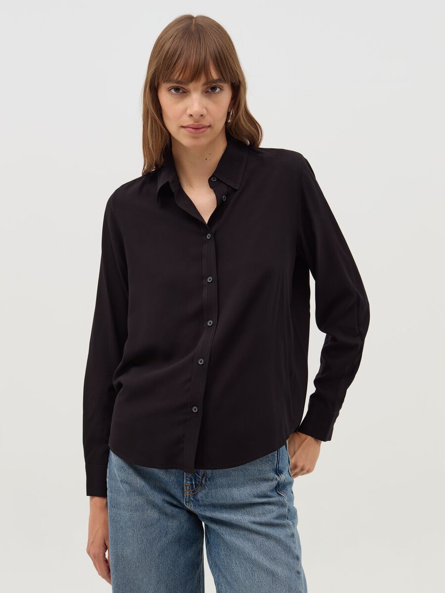 Camicia in viscosa tinta unita_0