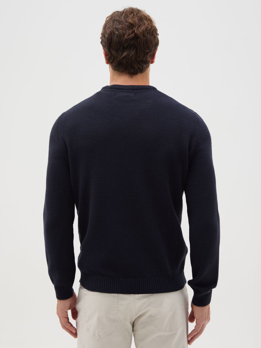 Blue regular fit Christmas jumper with Santa Claus embroidery_2