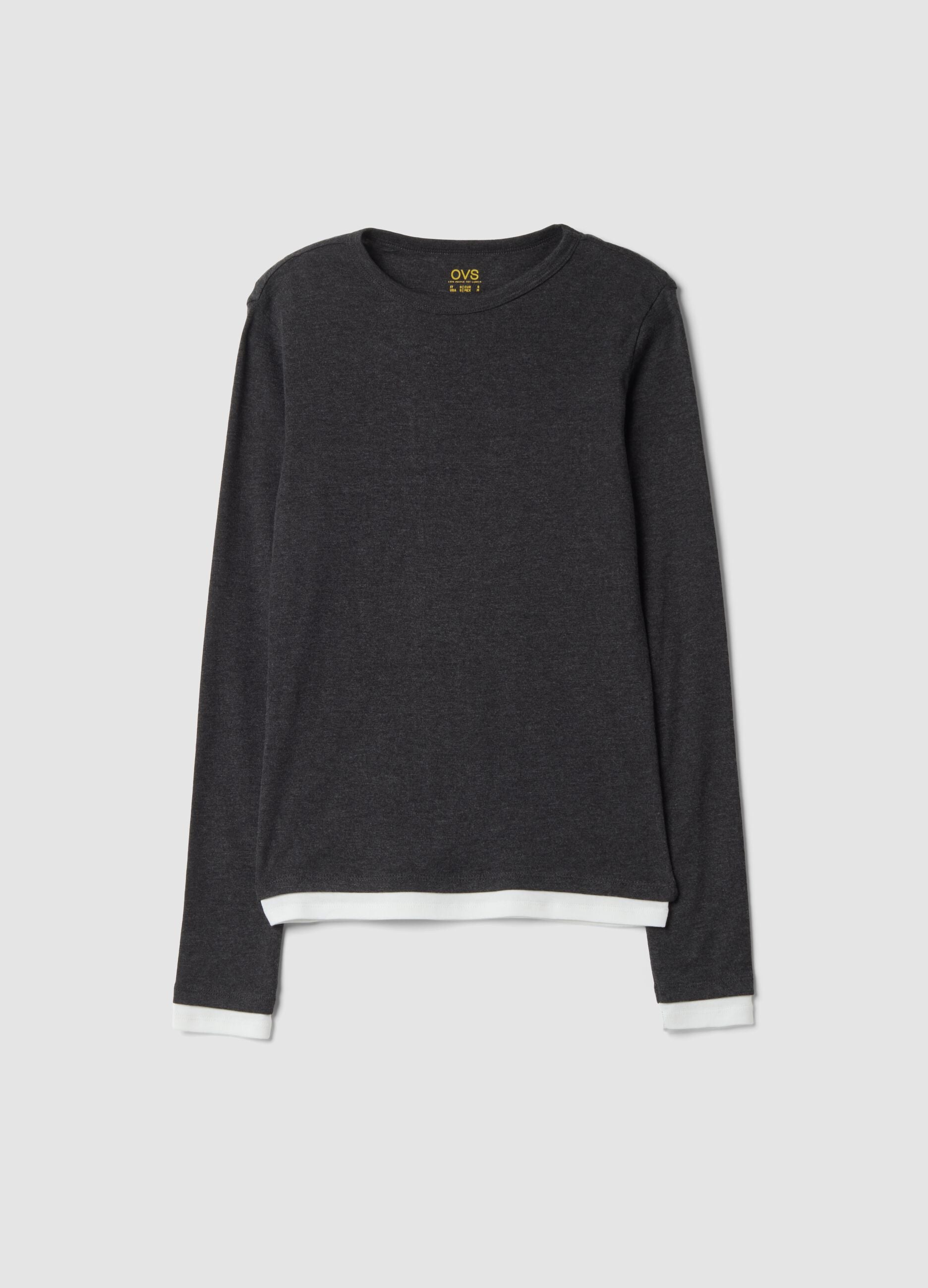 Grey cotton-blend crew-neck T-shirt