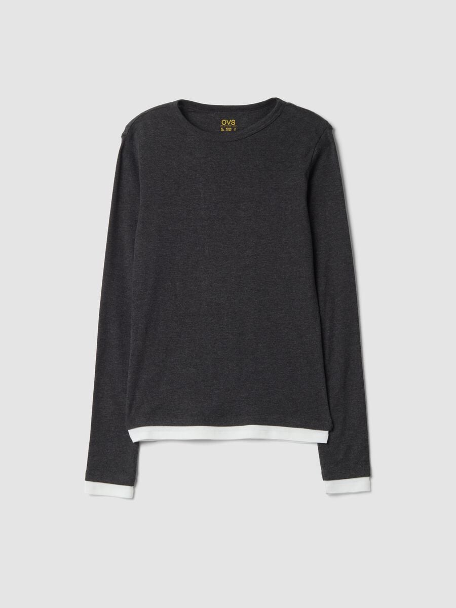 T-shirt grigia in misto cotone con girocollo_4