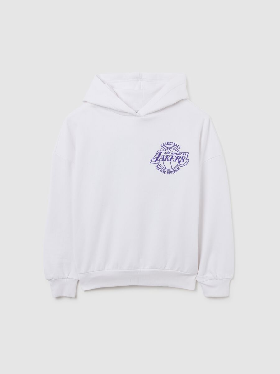 Felpa bianca Lakers da ragazza in misto cotone vestibilità over_3