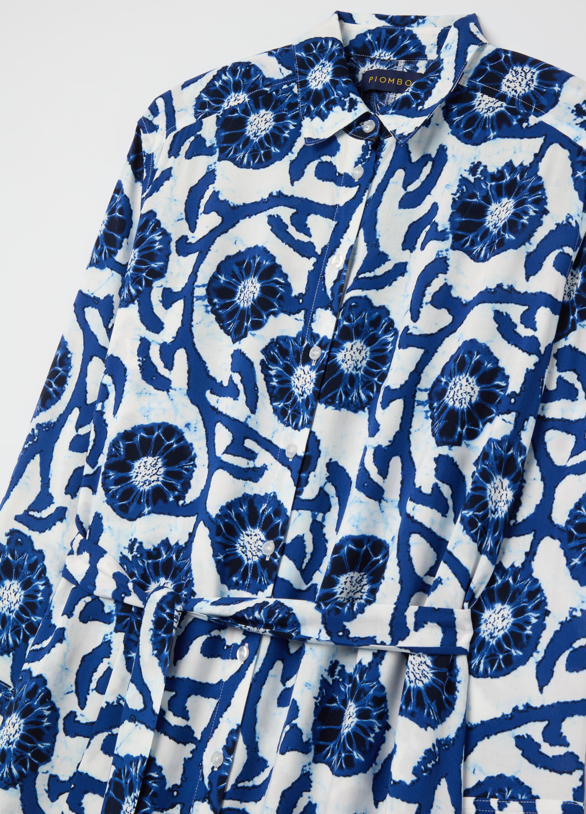 Vestito lungo chemisier con stampa
