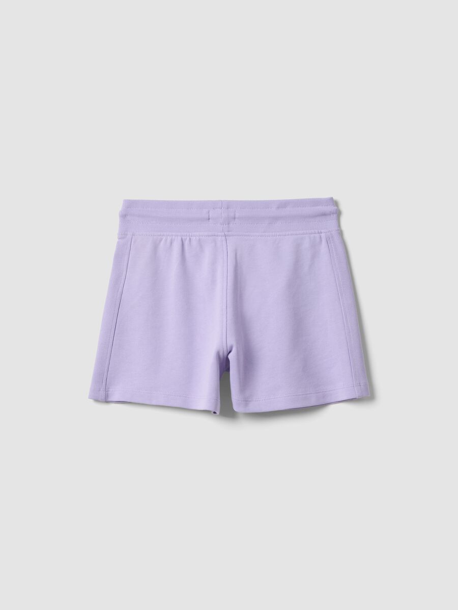 Shorts viola in puro cotone organico da ragazza con vita elasticizzata_1