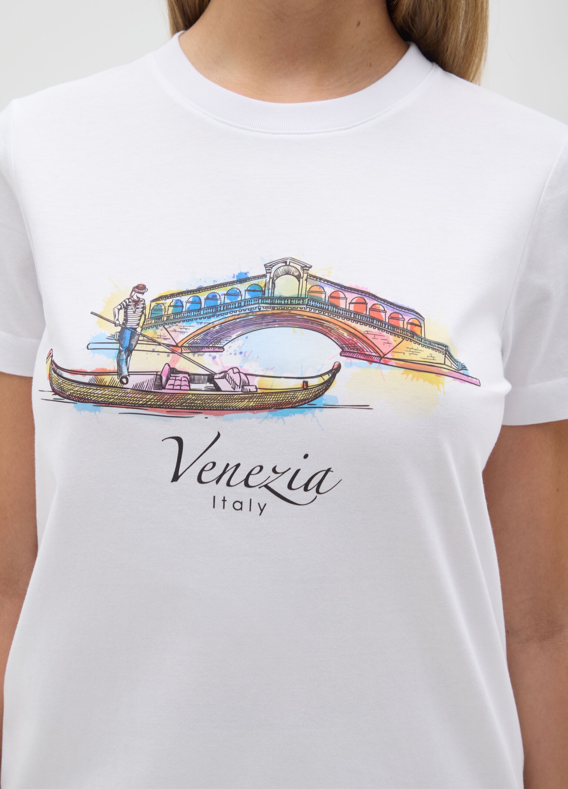 Women's pure white cotton t-shirt regular fit