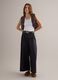 Black wide-leg pure cotton trousers_0