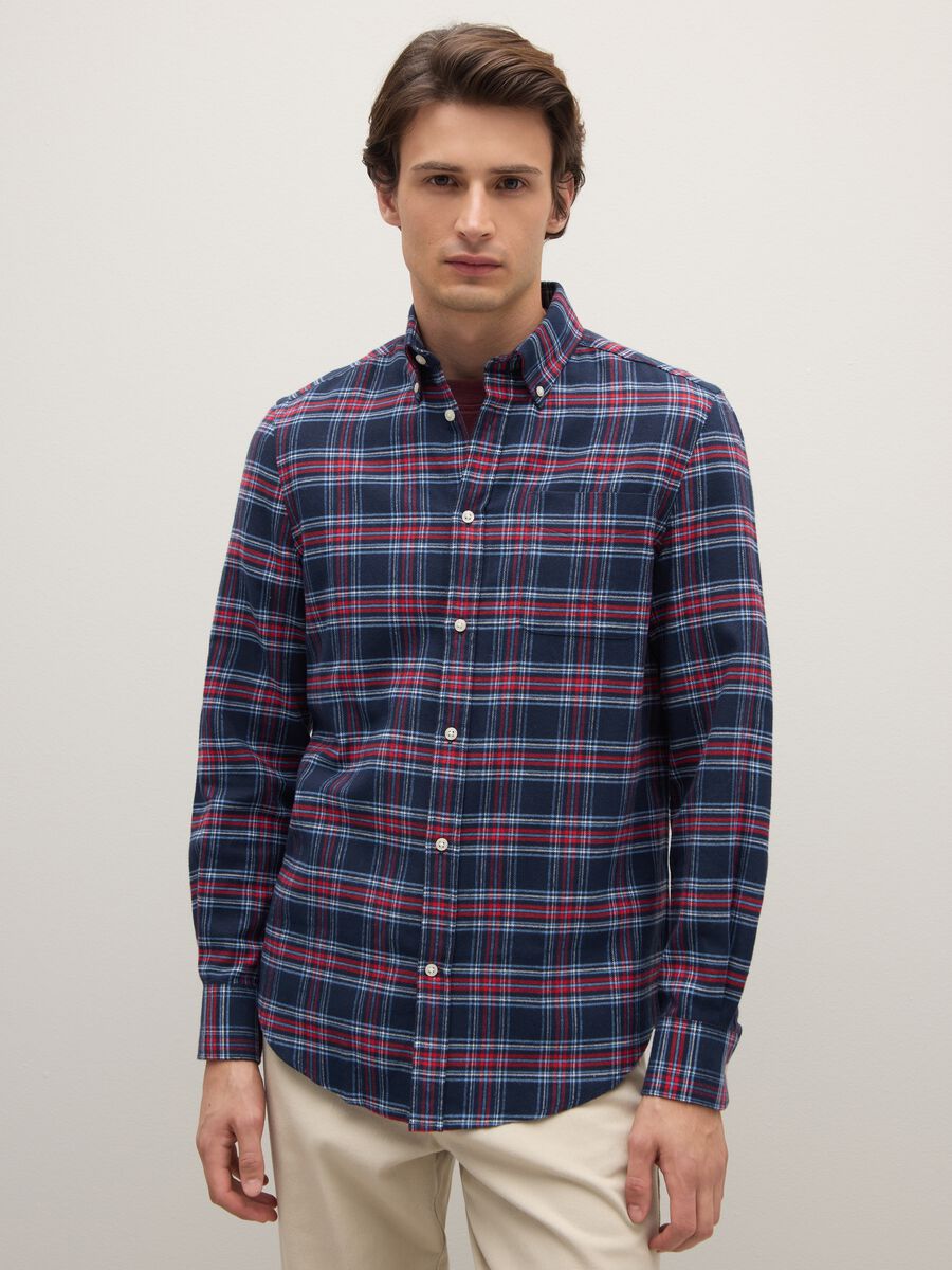Multicolour check shirt in pure cotton regular fit flannel_0