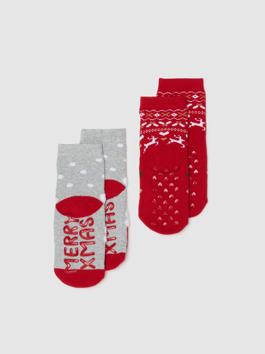 Bipack calze natalizie da bambina in misto cotone multicolor_1