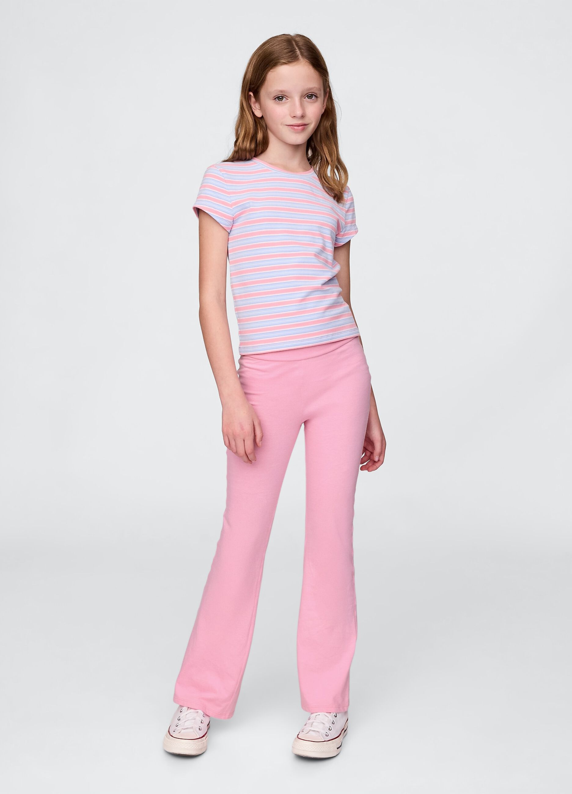 Pink Flared Trousers in Stretch Cotton