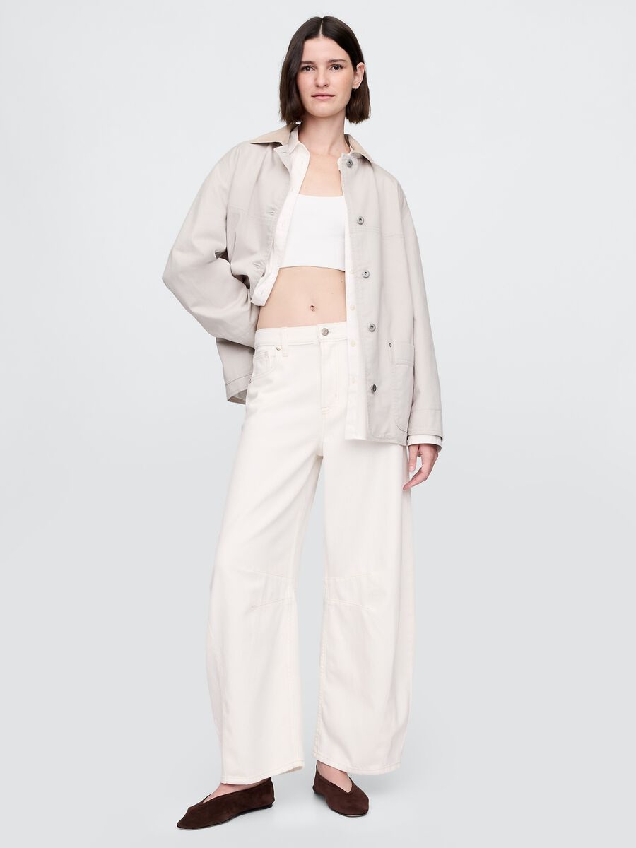 Pantaloni ampi bianchi in cotone_0