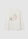 White regular fit girls' pure cotton T-shirt with print_0
