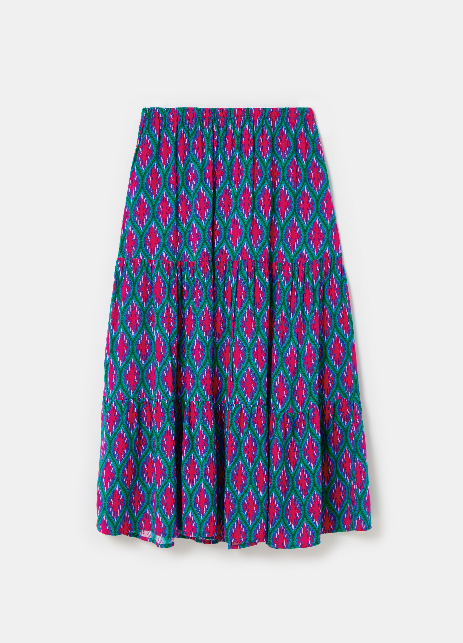 Long tiered skirt in viscose