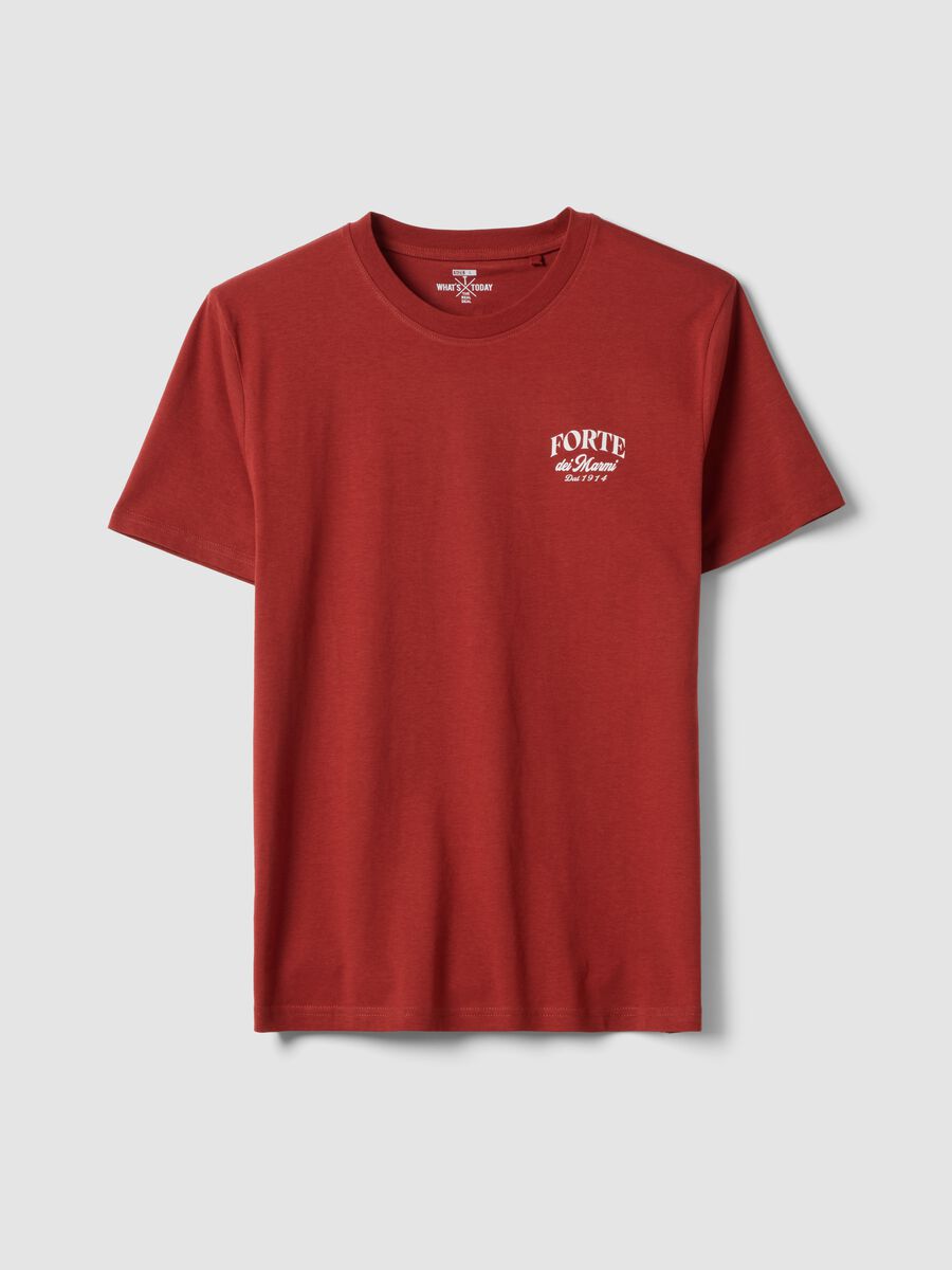 T-shirt rossa in puro cotone regular fit con stampa_4