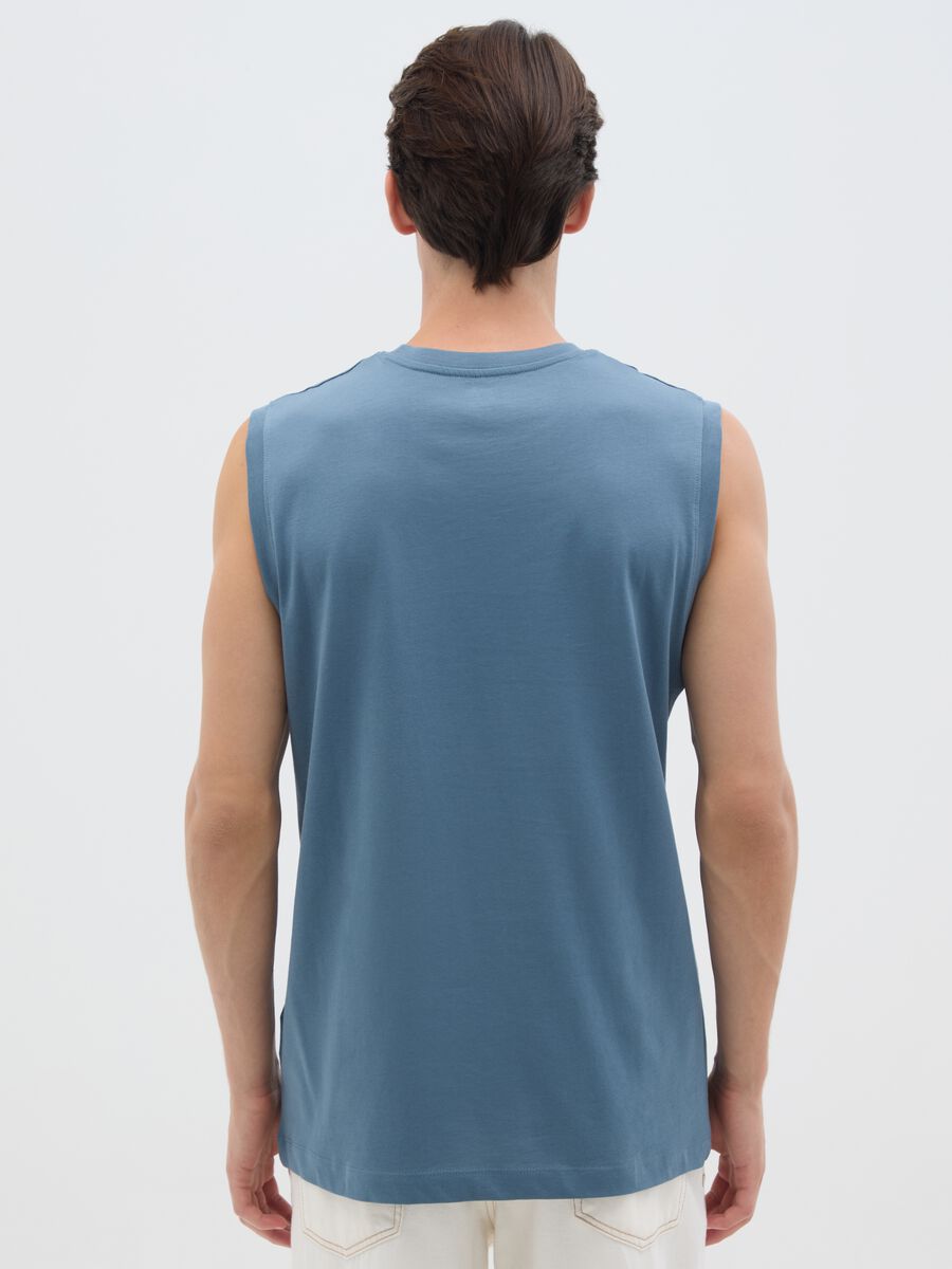 Men's blue pure cotton regular fit vest_3