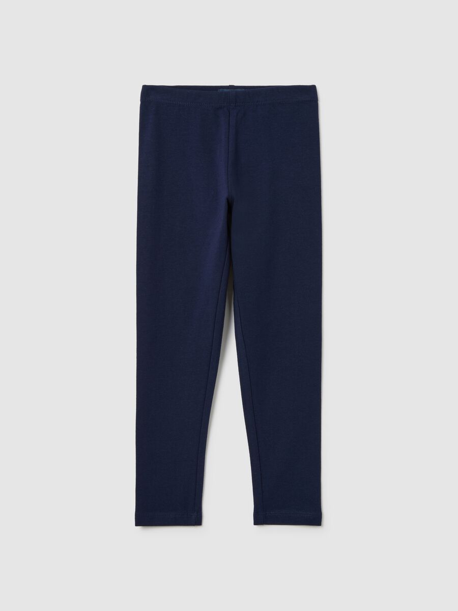 Girls' Skinny Blue Stretch Cotton Leggings_0
