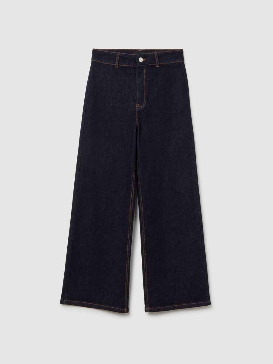Wide Leg Blue Denim Jeans_4