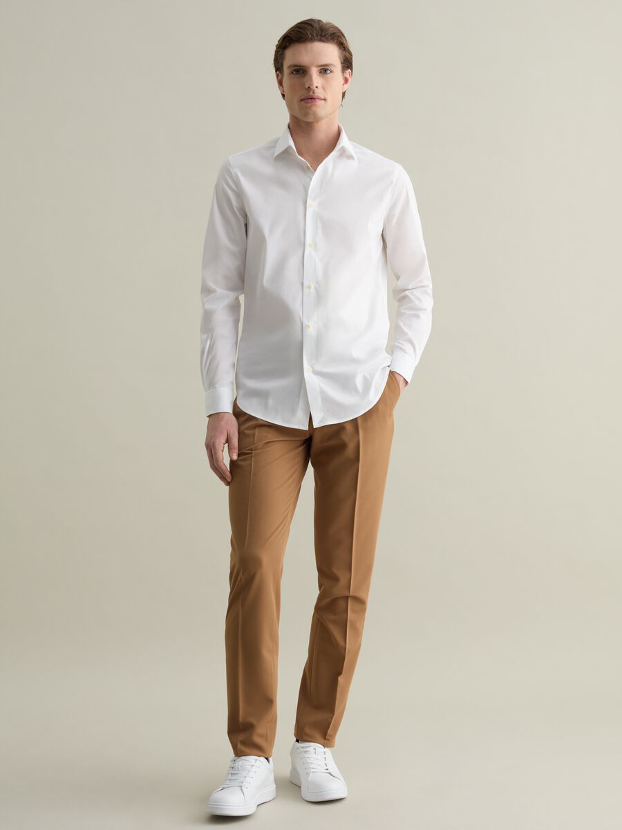 Solid colour stretch slim-fit shirt_1