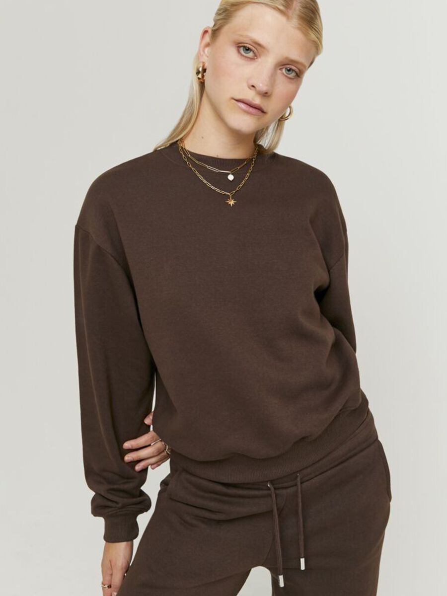 Felpa in misto cotone marrone regular fit_2