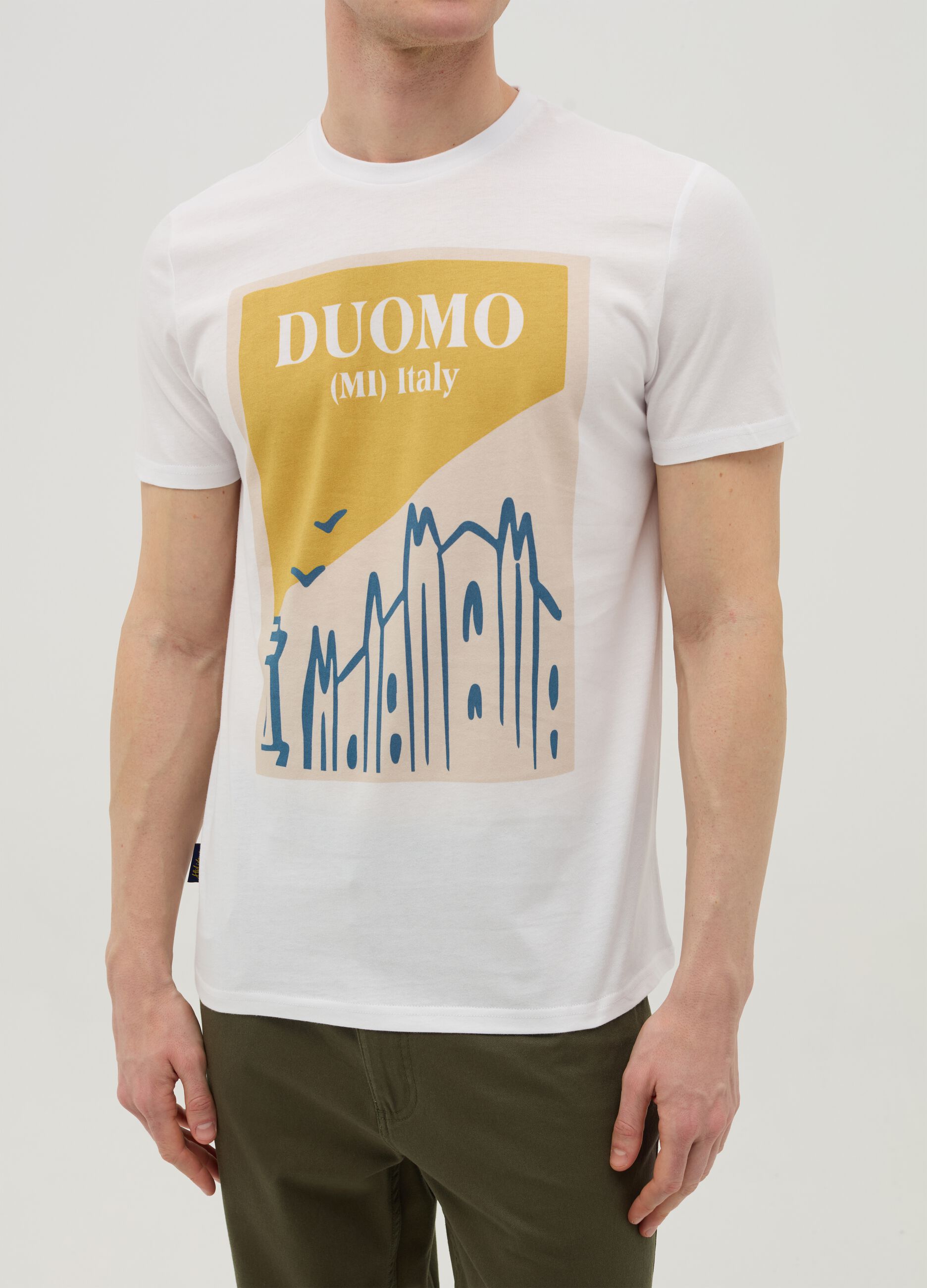 Cotton T-shirt with "Duomo (MI) Italy" print