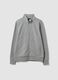 Grey cotton-blend sweatshirt with crew neck and zip, regular fit_0