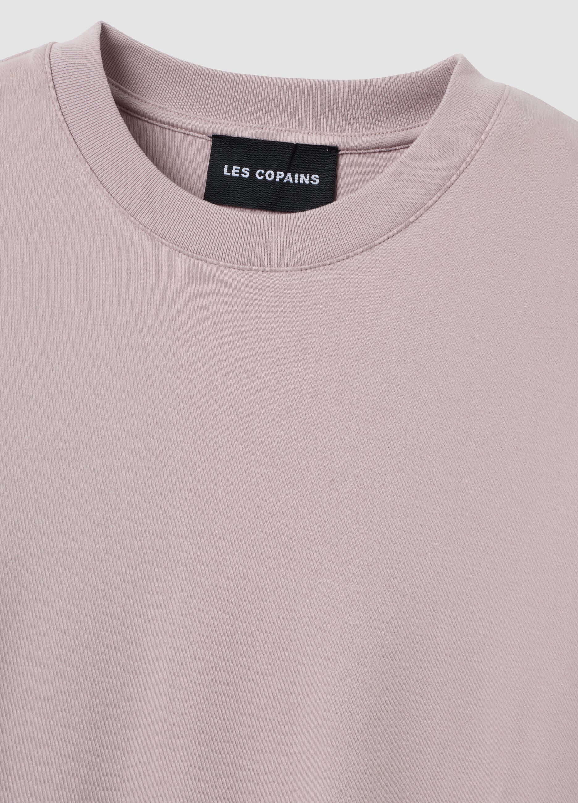Pink boxy-fit T-shirt in cotton and viscose blend