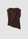 Brown stretch viscose T-shirt with draped neckline_4