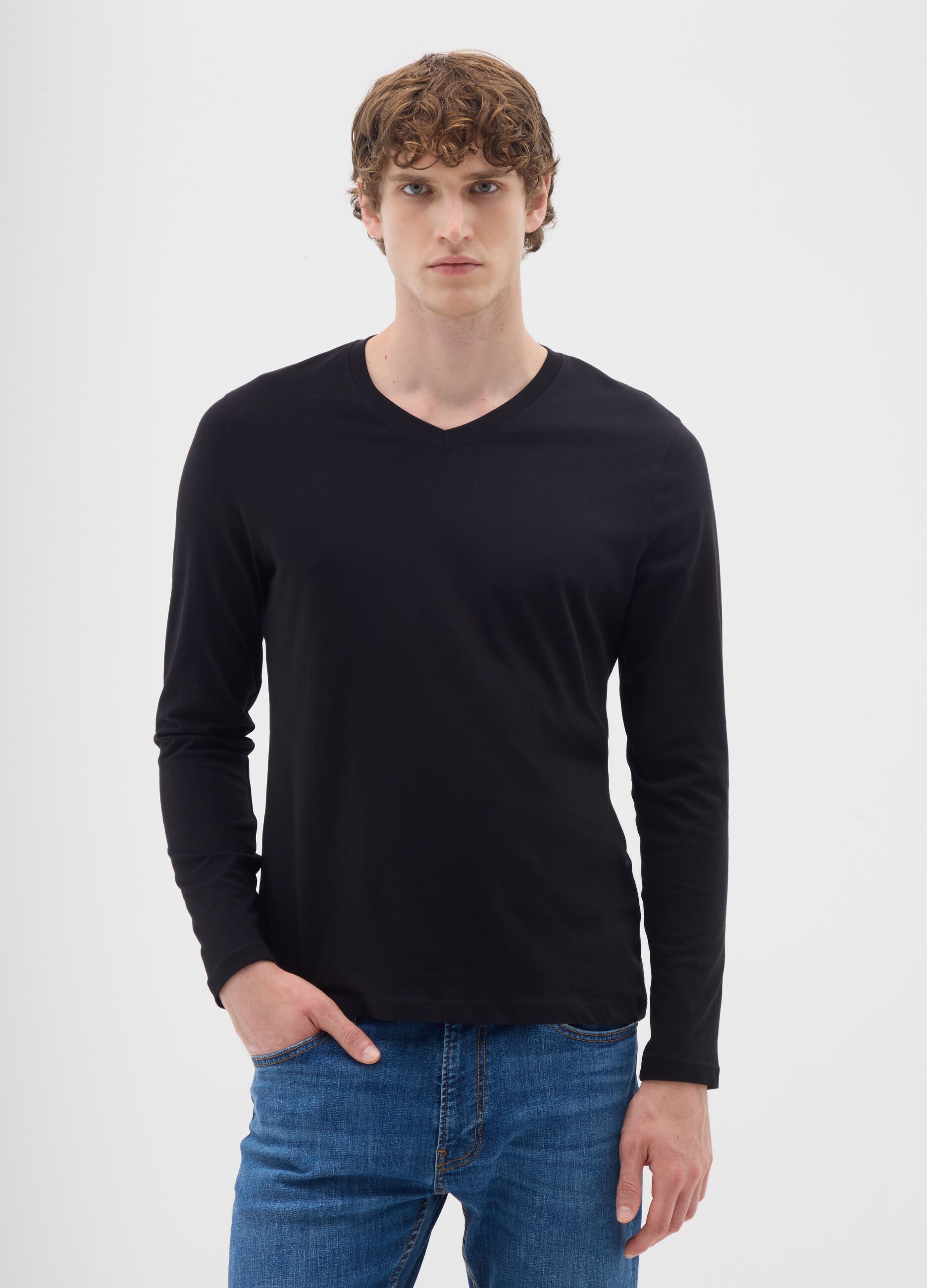 Black pure cotton regular fit T-shirt
