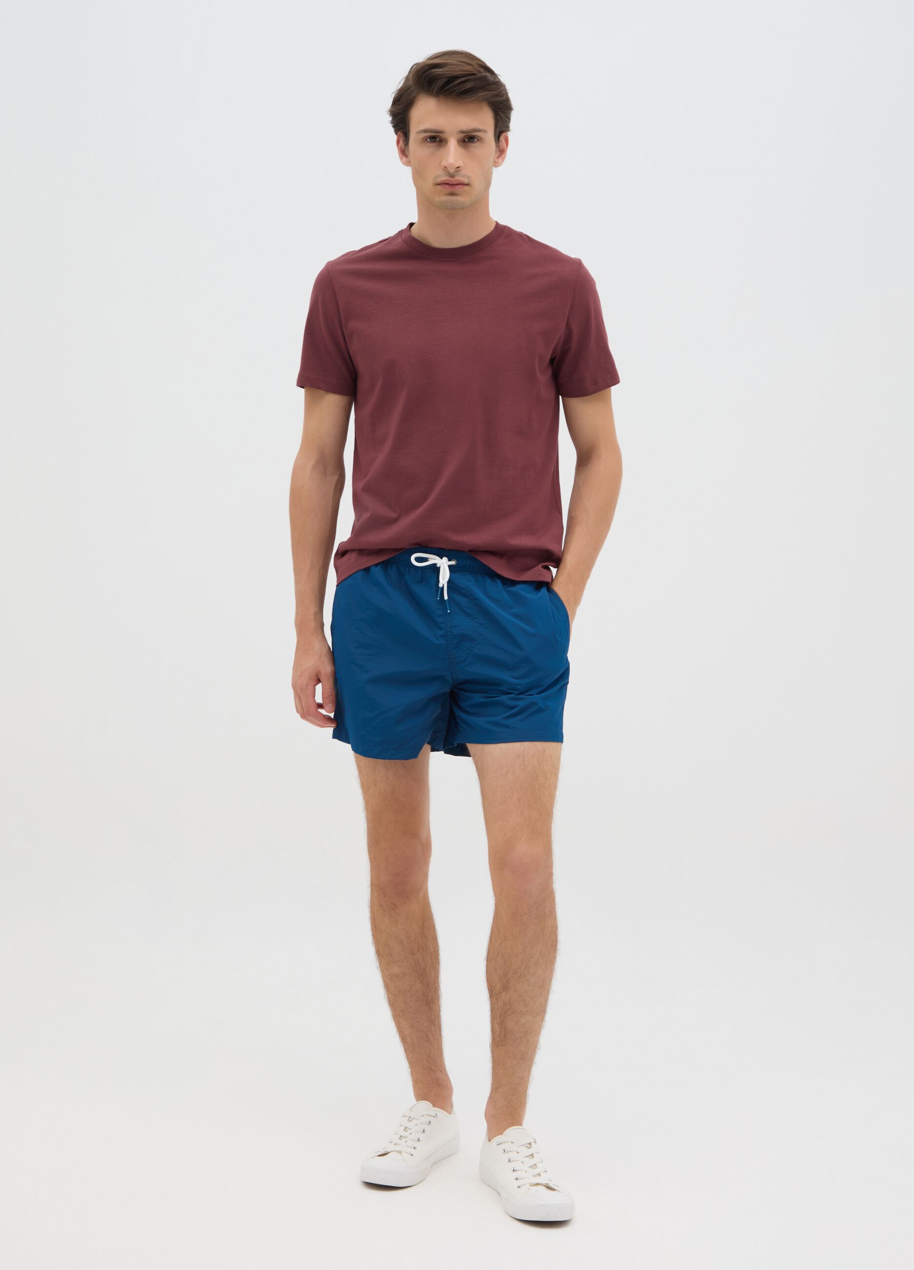 Blue beach boxers in mixed fabric