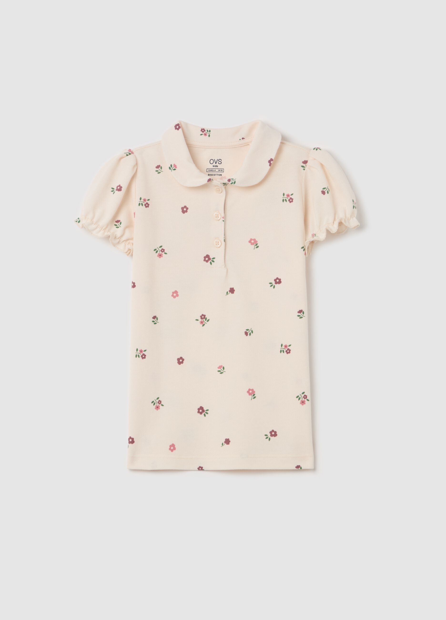 Organic cotton polo shirt with print