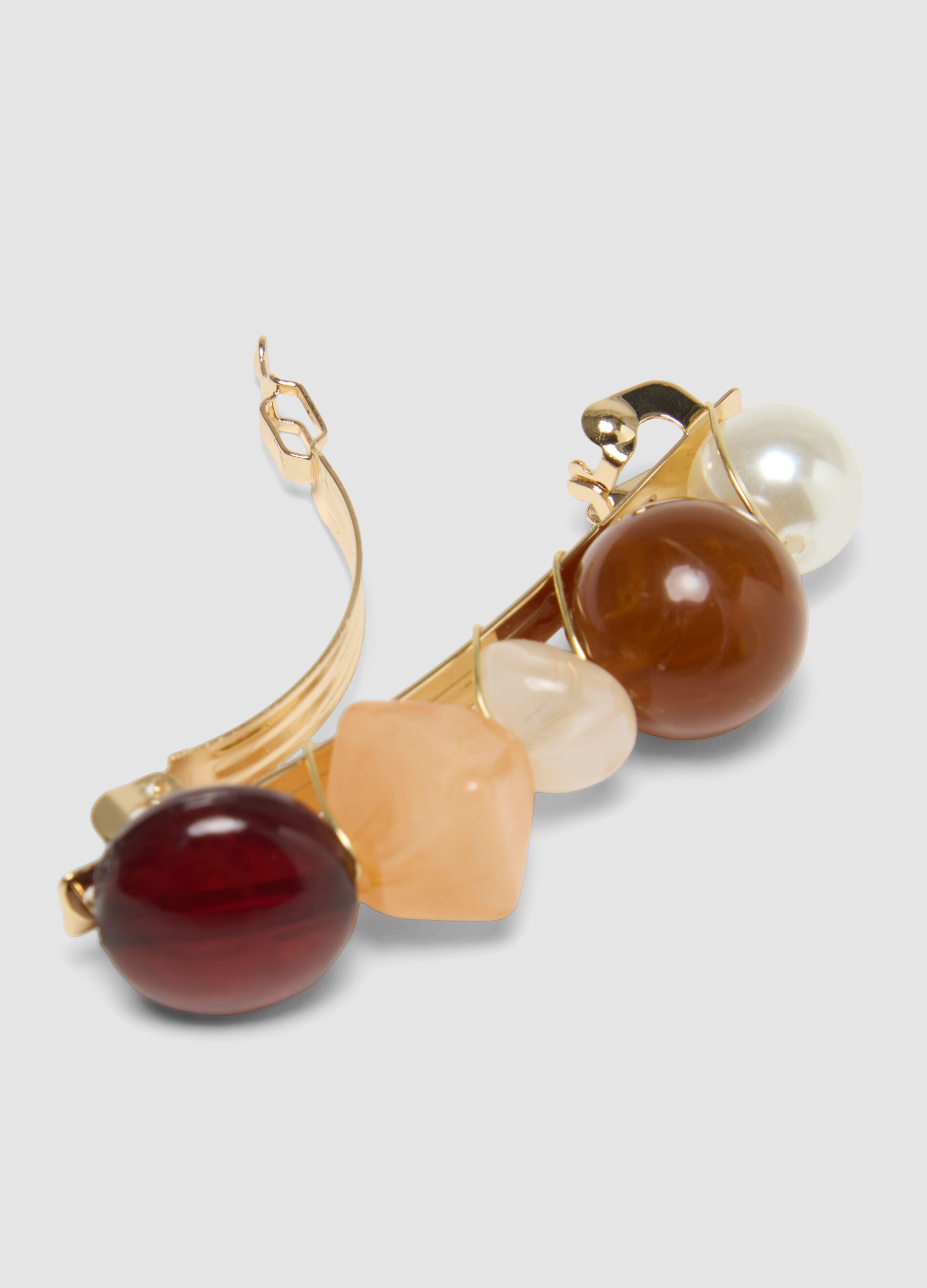 Multicolour hair clip with decorative pearls