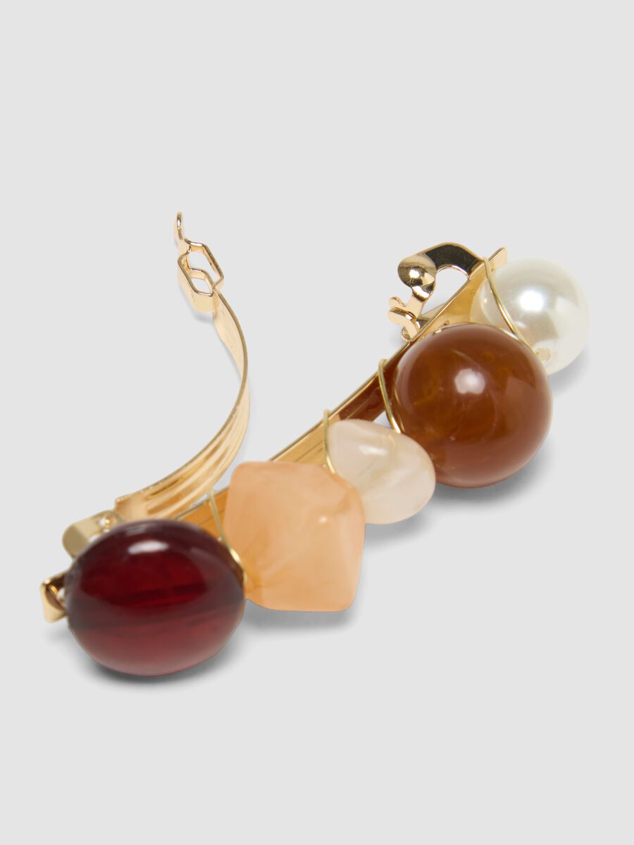Multicolour hair clip with decorative pearls_2