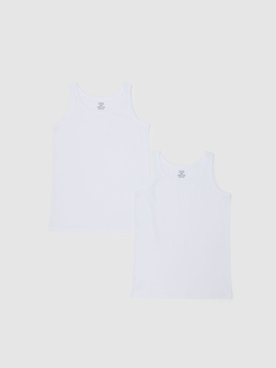 Children's white cotton tank top regular fit_0