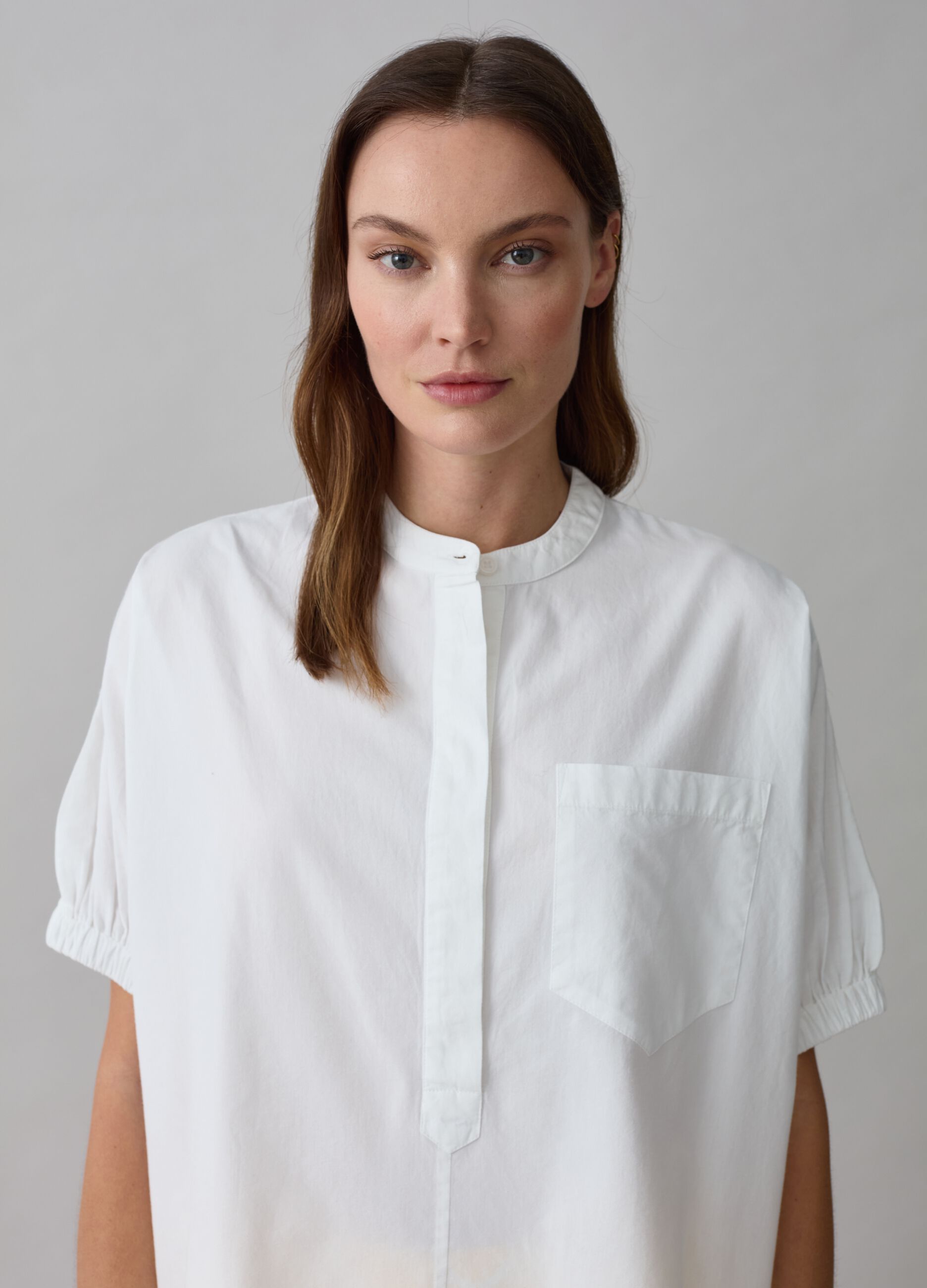 Blusa in popeline con maniche a palloncino