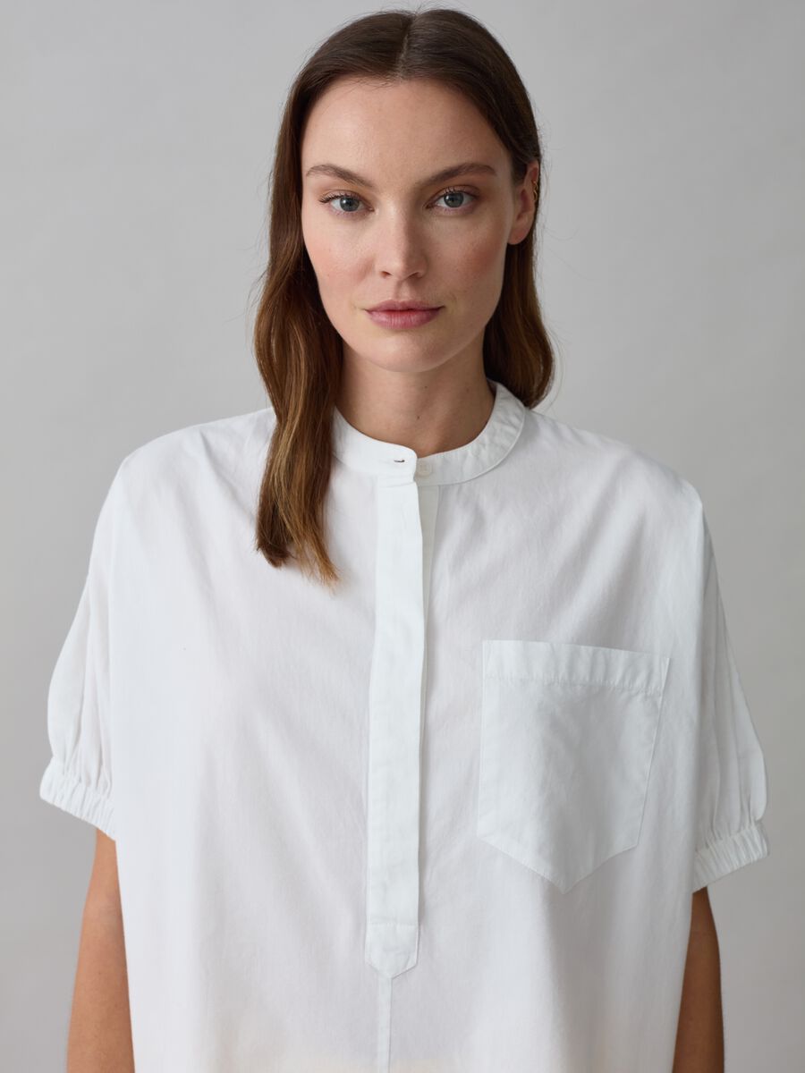 Poplin blouse with puff sleeves_1