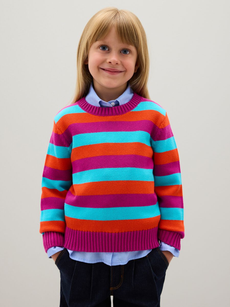 Girls' pullover in multi-coloured pure cotton regular fit_0