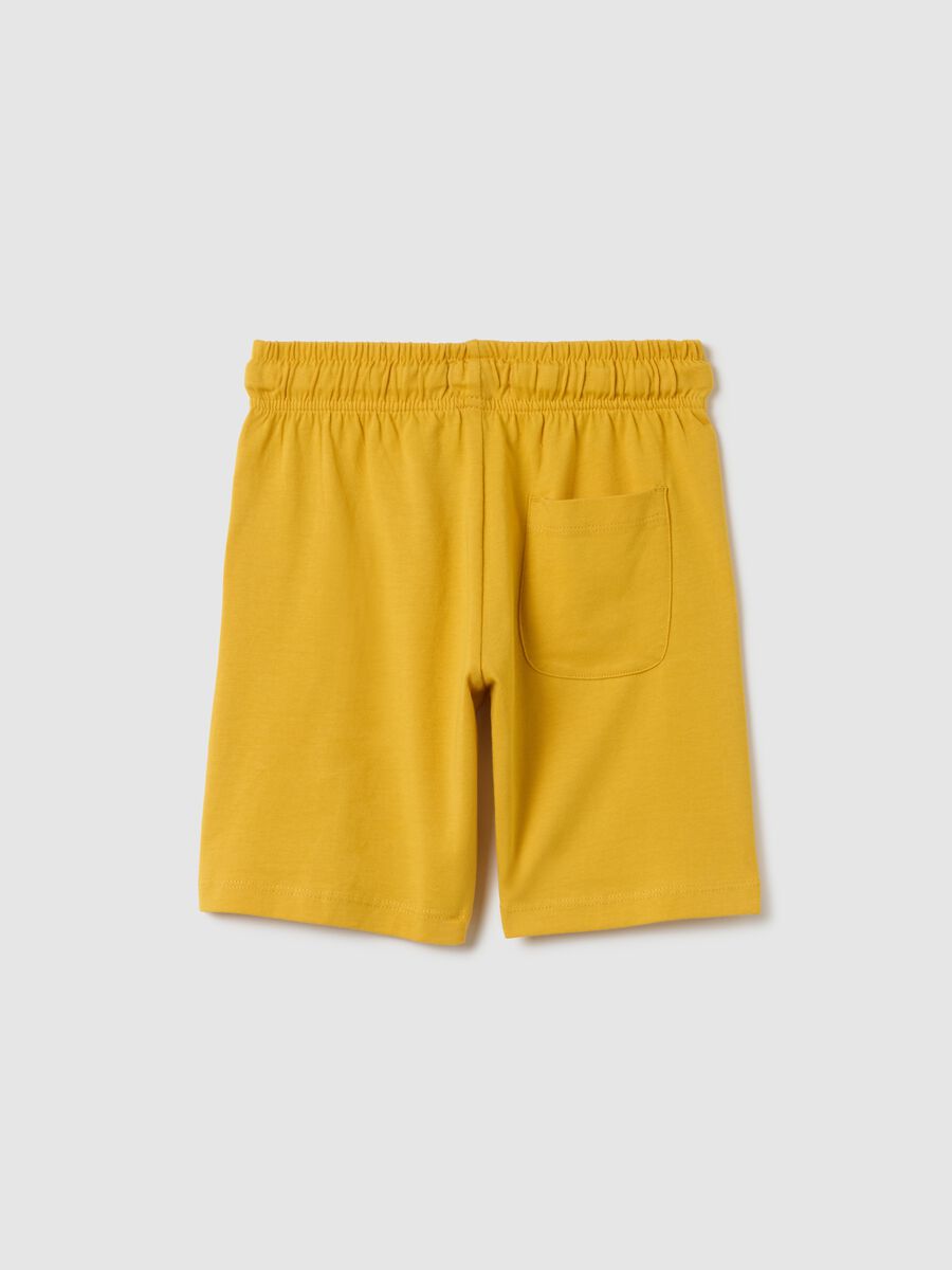 Children's yellow regular fit cotton Bermuda shorts_1