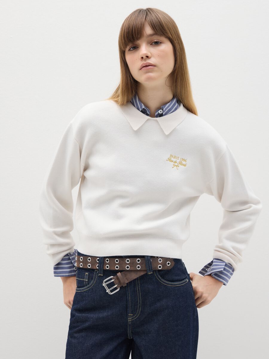 White Regular Fit Sweater_1
