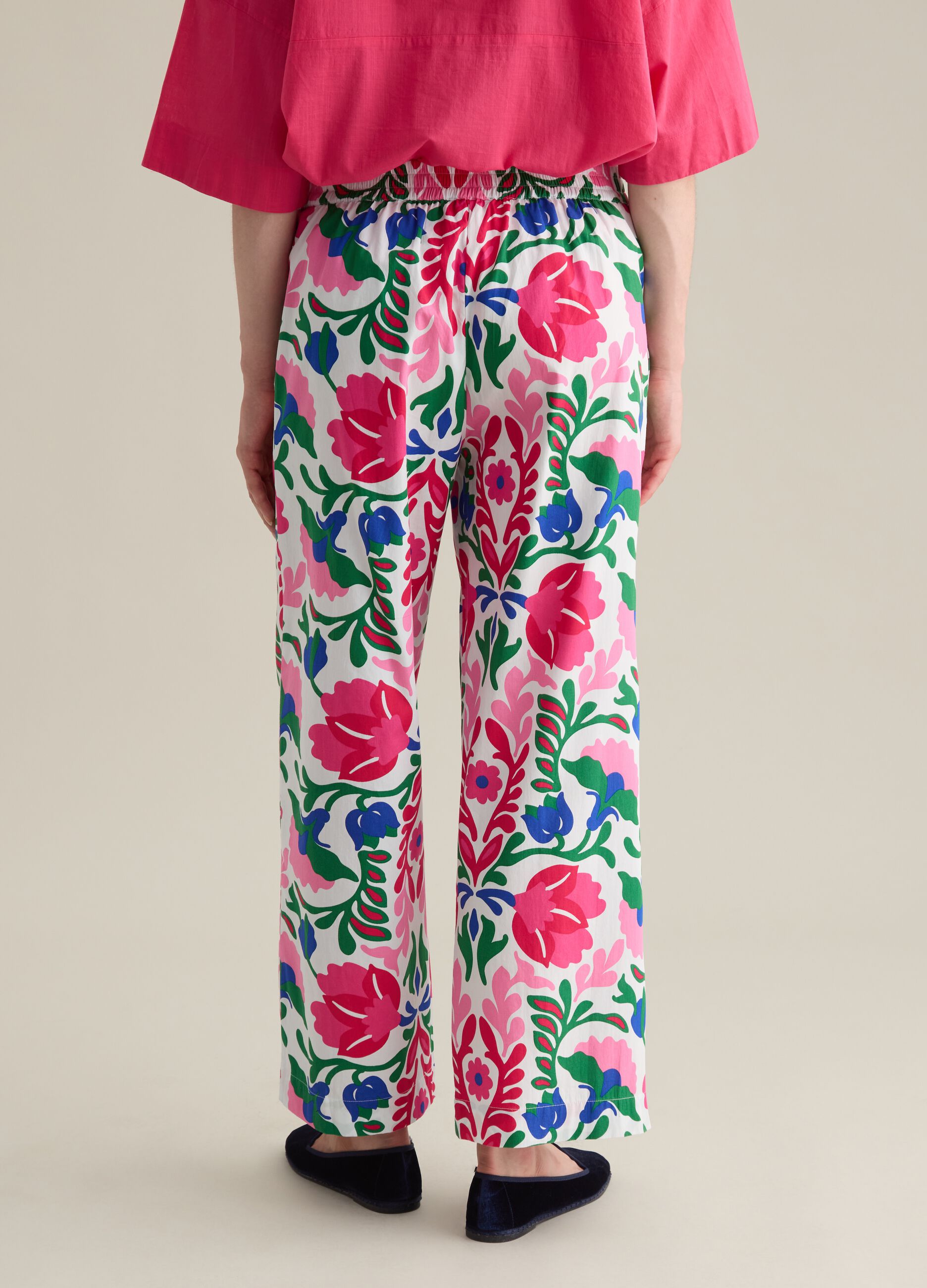 Pantaloni palazzo da donna in puro cotone multicolor regular fit
