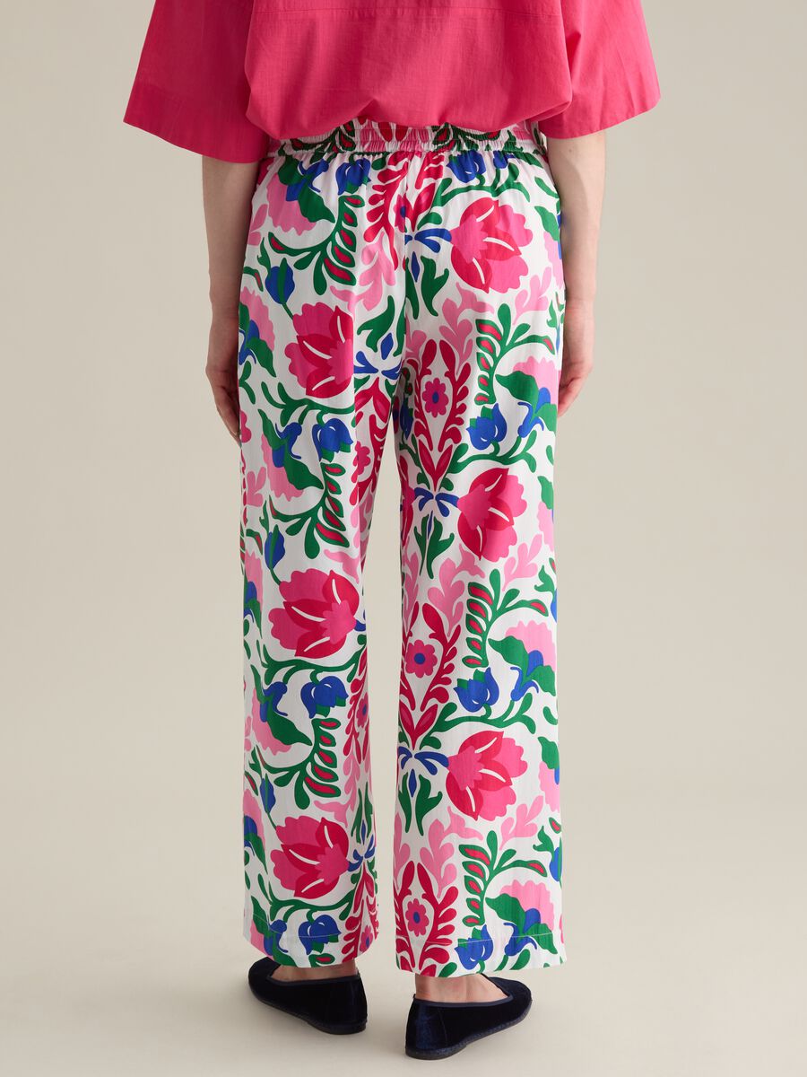 Women's multicolour pure cotton palazzo trousers, regular fit_3