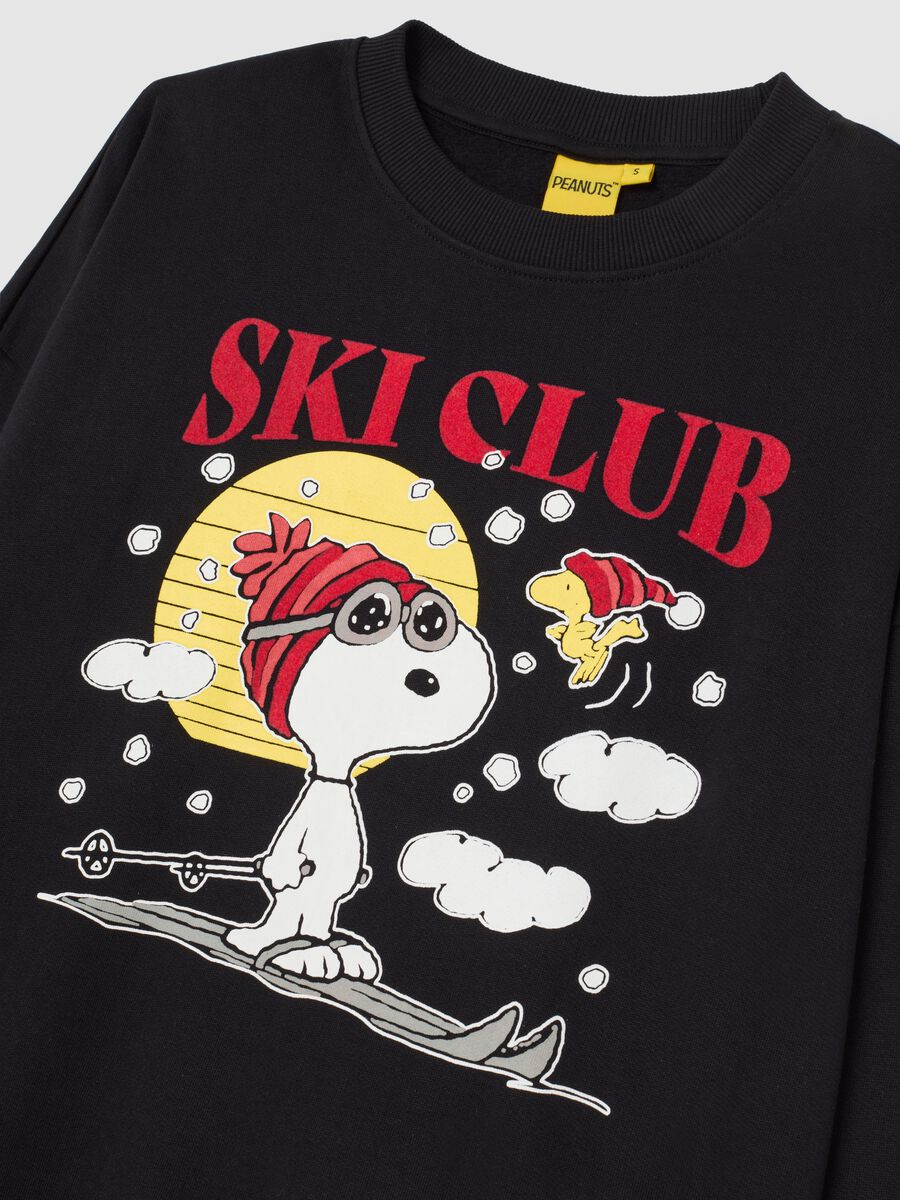 Black crewneck sweatshirt in cotton blend regular fit with Peanuts print_5