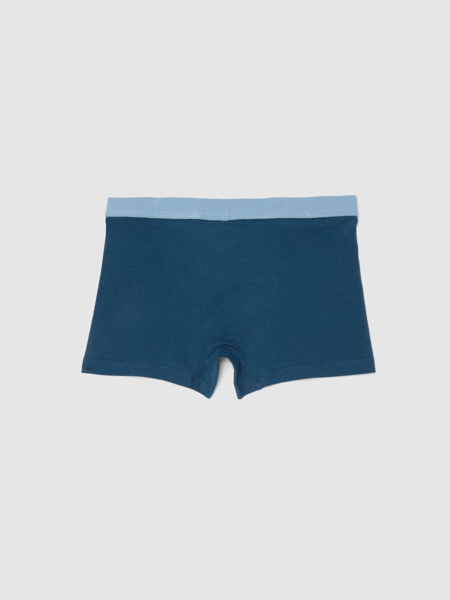 Blue stretch cotton regular fit boxer shorts for boys_1