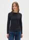 Black long-sleeve shirt with grey stripes, regular fit_1