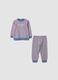 Multicolour striped organic cotton pyjamas with embroidered lettering_0