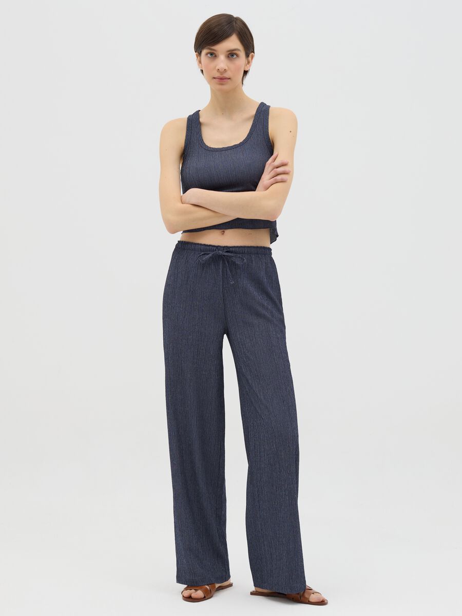 Wide blue trousers in stretch jersey_0