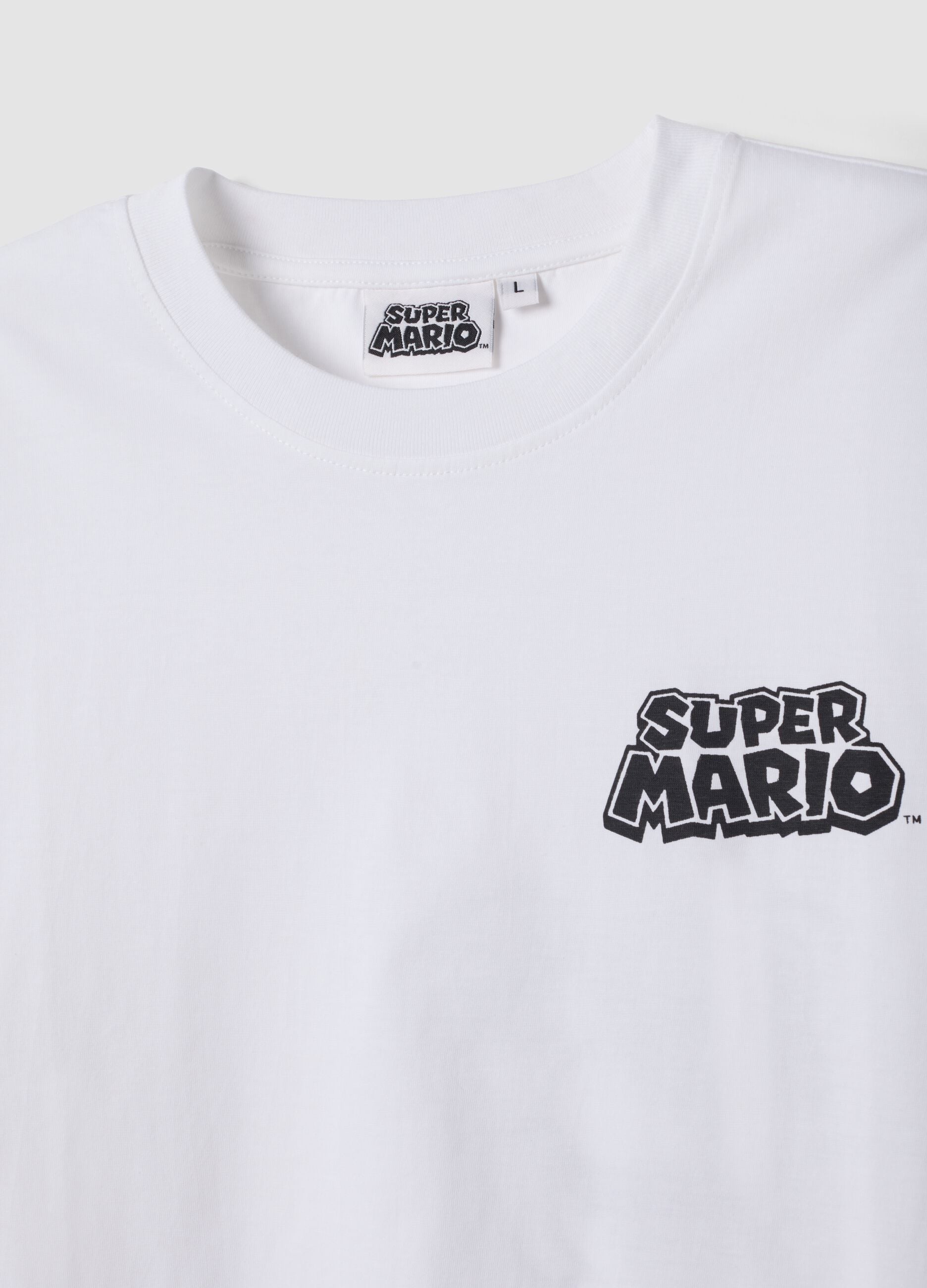 White short-sleeve pure cotton T-shirt, regular fit