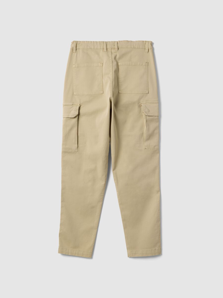 Pantaloni cargo in cotone elasticizzato beige da ragazzo regular fit_4