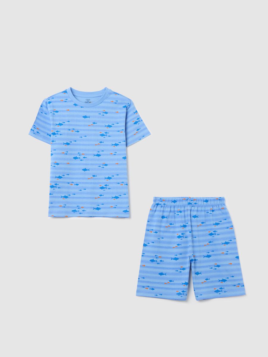 Light blue cotton pyjamas with fish print_0