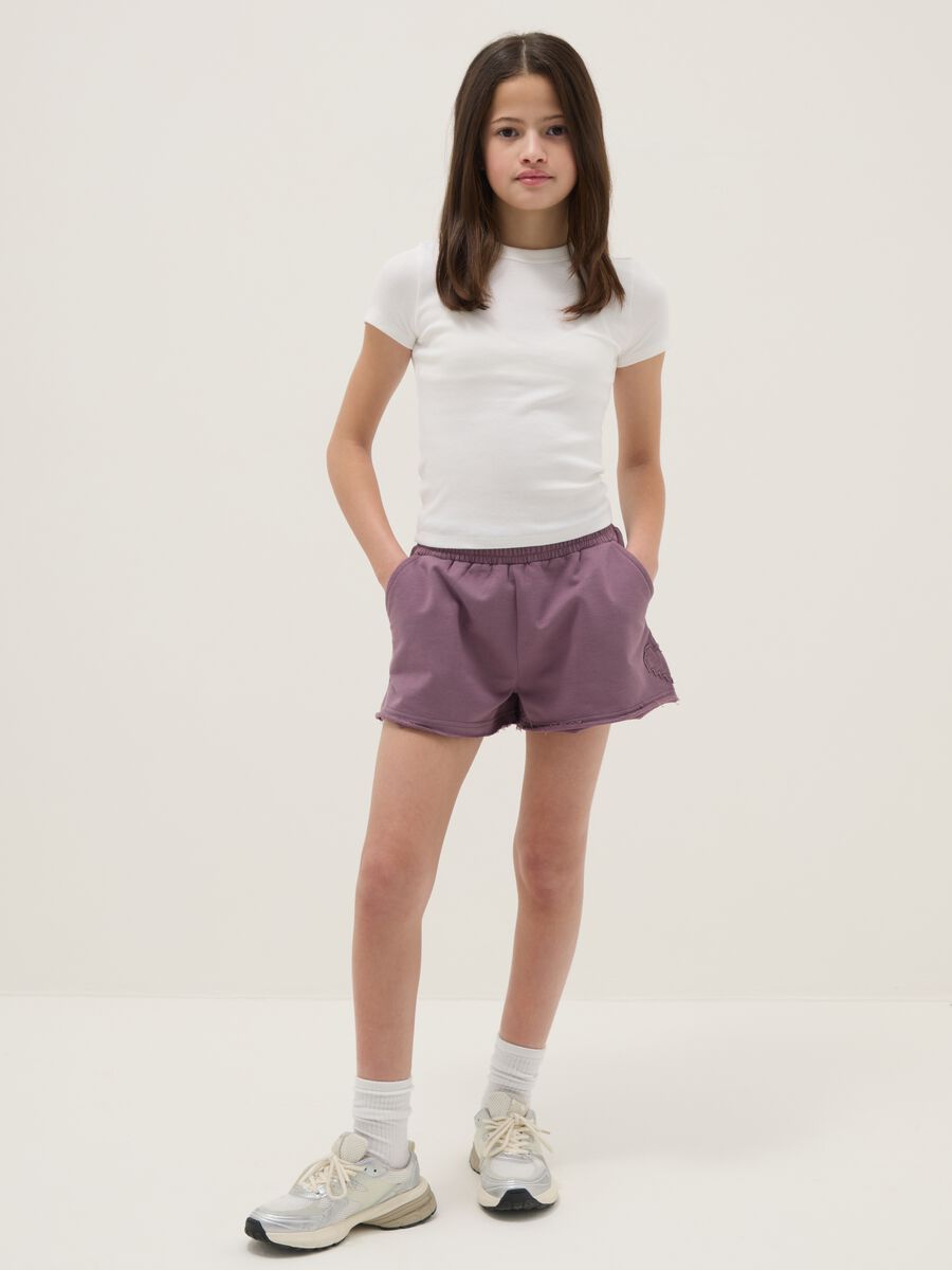 Shorts in puro cotone viola da ragazza relaxed fit_0