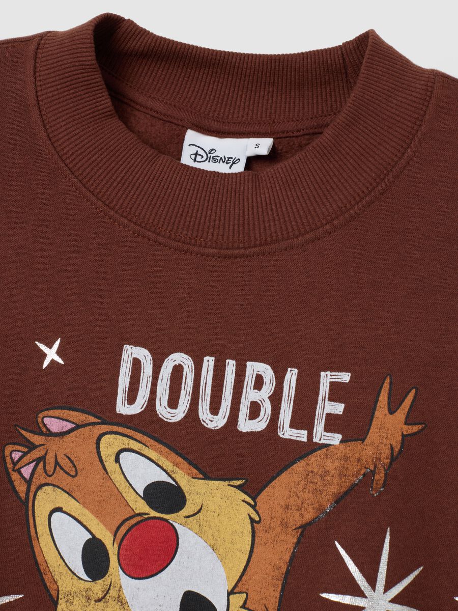 Felpa in misto cotone marrone regular fit con scollo rotondo_5